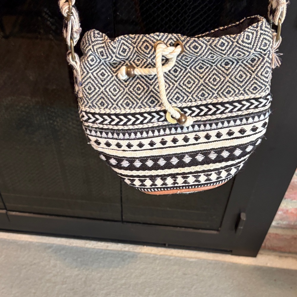 Accessorize Black And White Patterned Crossbody B… - image 3